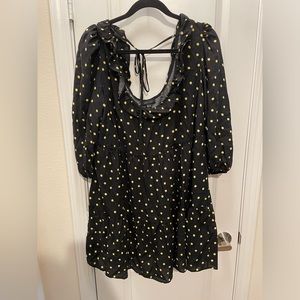 New look black and yellow polkadot dress. Size 12
